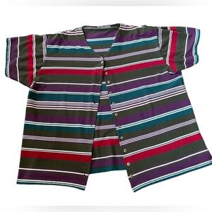 Vintage 90s Plus Size Stripe Grunge Goth Punk Alt Button Up Cardigan Sweater Top